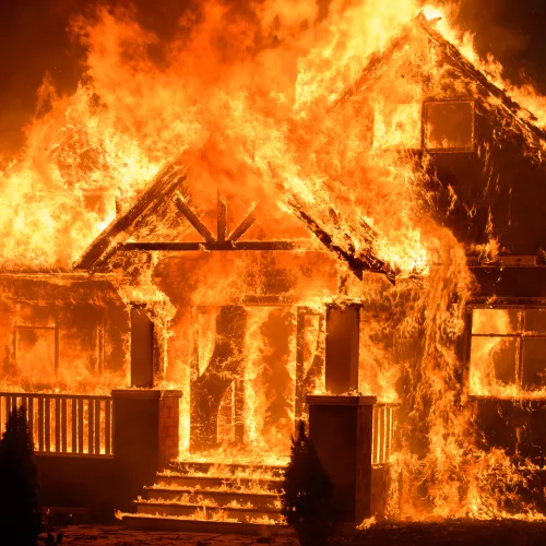 a building on fire