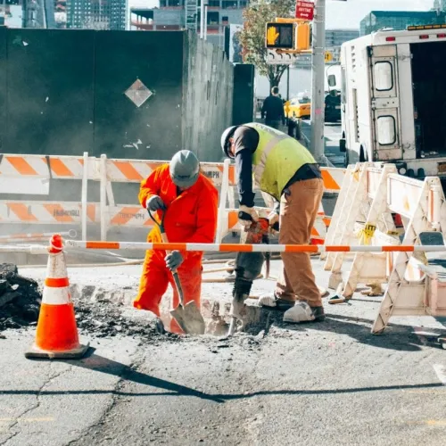 construction workers at a construction site