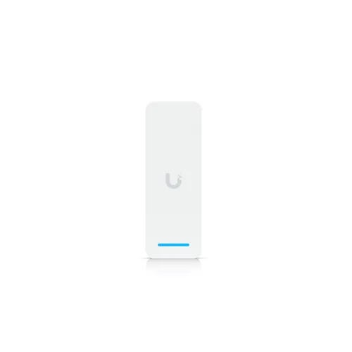 White rectangular wireless access point with blue LED indicator on a plain white background.