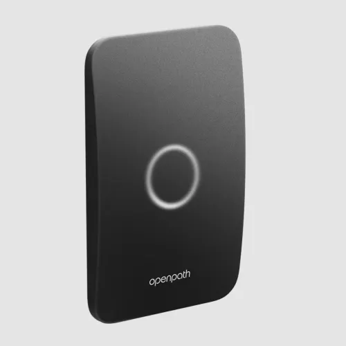 a black rectangular object with a white circle on it