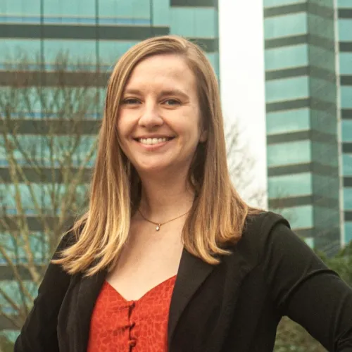 a woman smiling for the camera