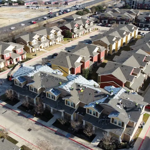 a high angle view of a town