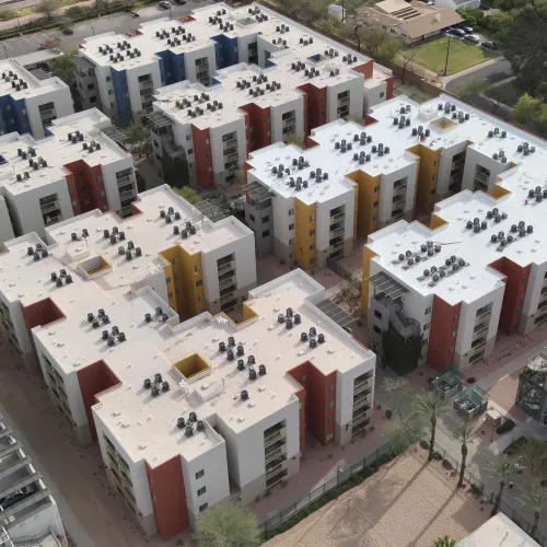 aerial view of a town