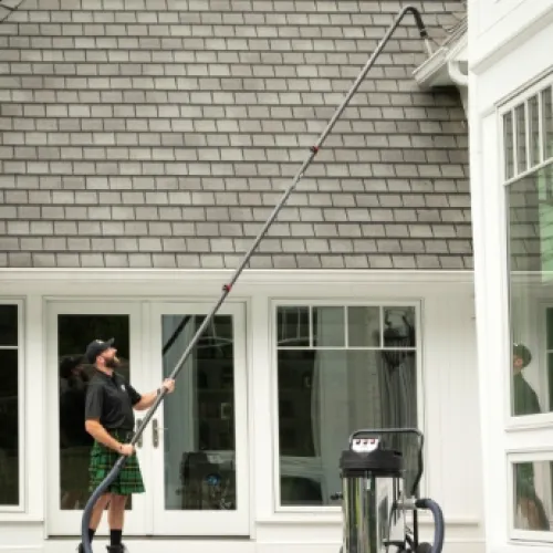 a man holding a pole