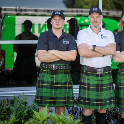 a group of men in kilts