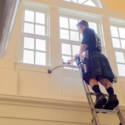 a person on a ladder
