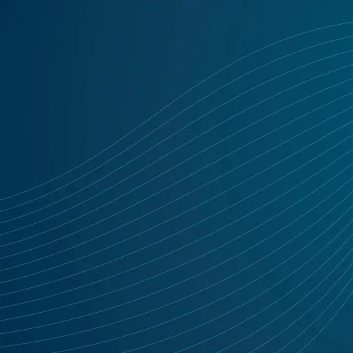 Abstract dark blue background with smooth, curved white lines creating wave-like patterns.