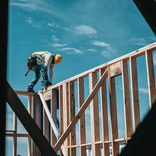 a high angle view of a building under construction