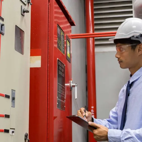 a man wearing a hard hat