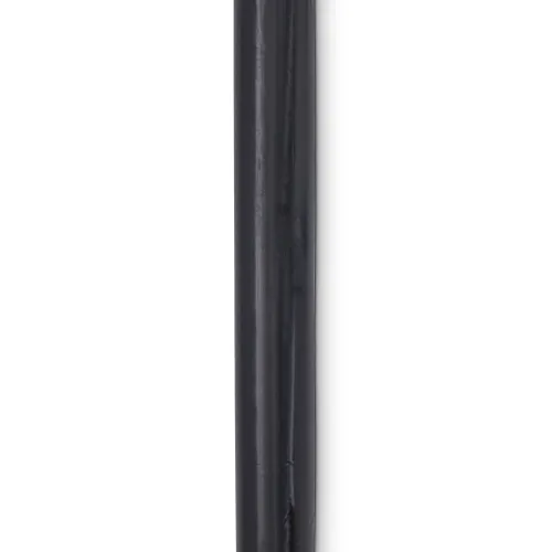 Roll of black plastic sheeting unrolled on a white background for protective covering or landscaping use