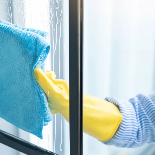 a yellow towel from a window