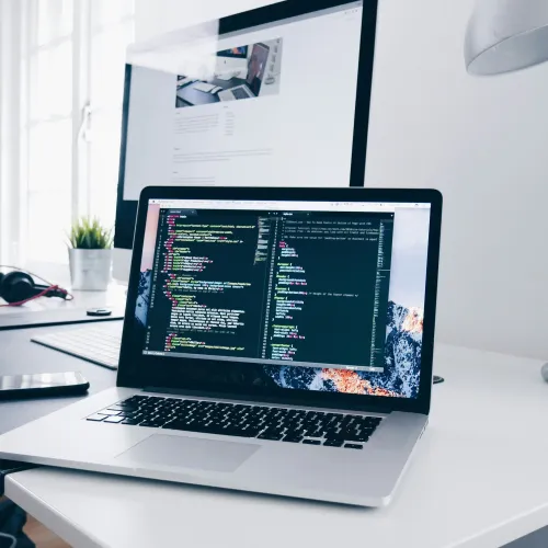 a laptop on a desk