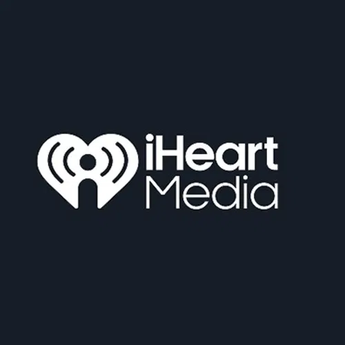 Amazon Ads and iHeart Media logos side by side on a dark background representing media partnership.