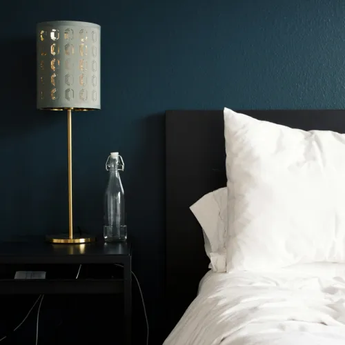 a lamp on a table