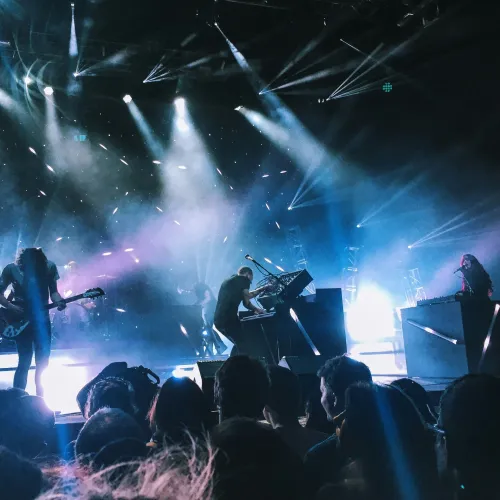 a band playing on stage