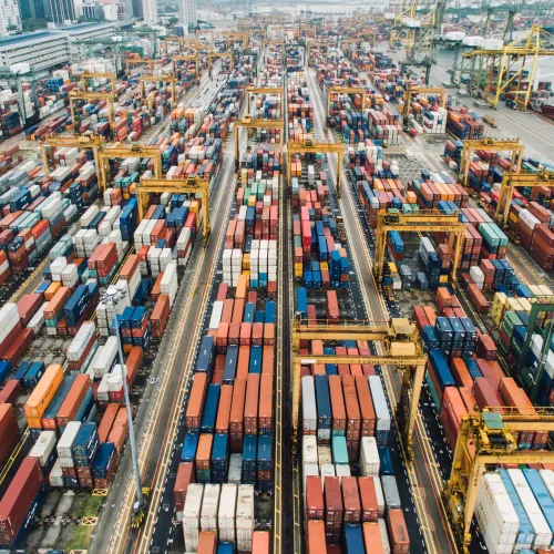 a high angle view of a port