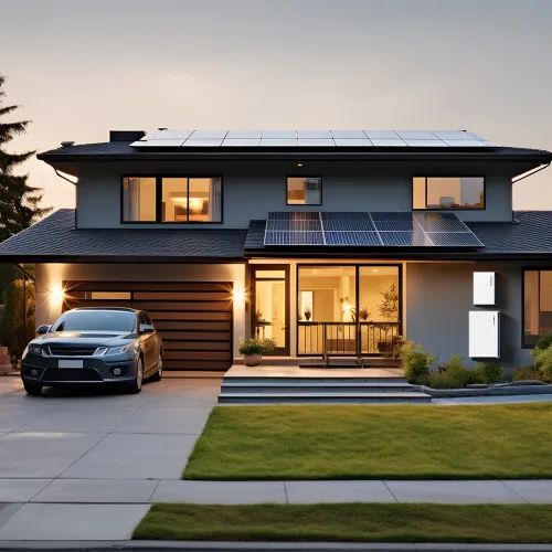 a house with a car parked in the driveway