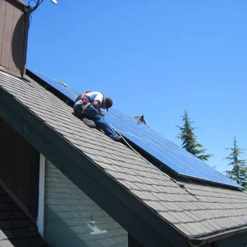 a person on a roof