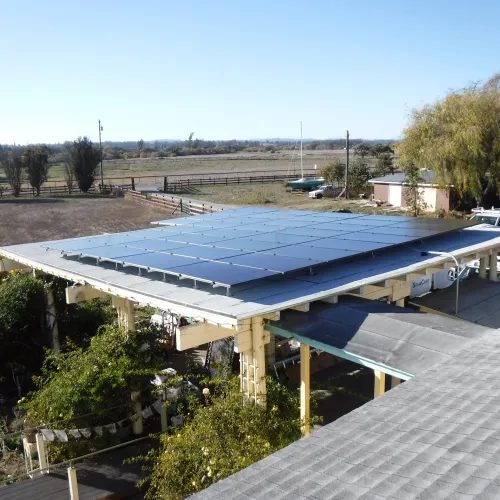 a solar panel on a roof