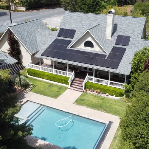 a house with a pool