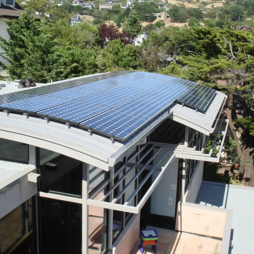 a solar panel on a roof