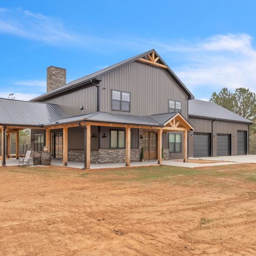 a house with a dirt yard