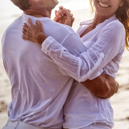 a man and woman dancing