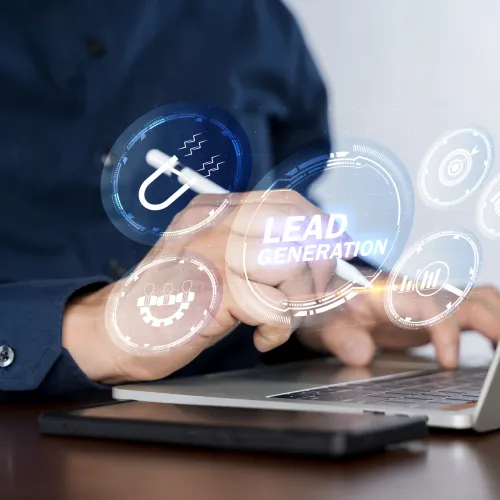 a person holding a laptop