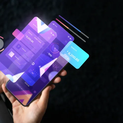 a person holding a purple device