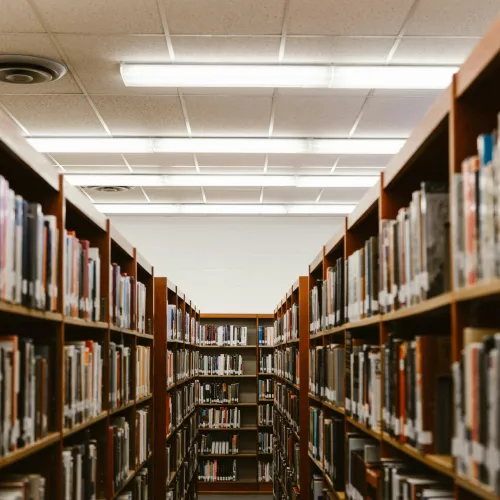 a library with many books