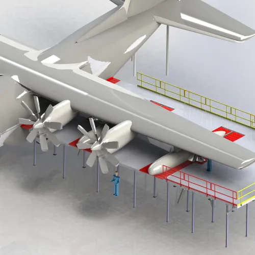 a person standing next to a large white airplane