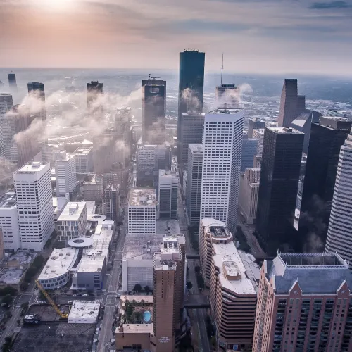 a city with many tall buildings
