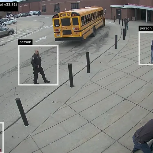 Omnilert Ai gun detection system detecting a person with a gun