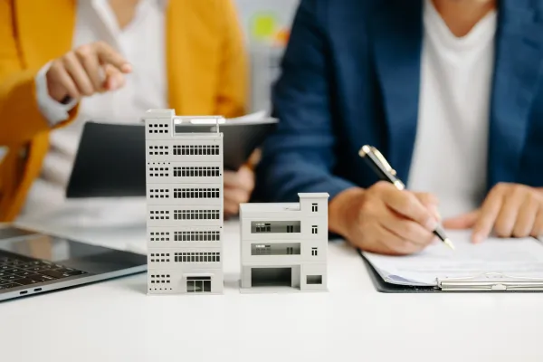 a few people working at a table