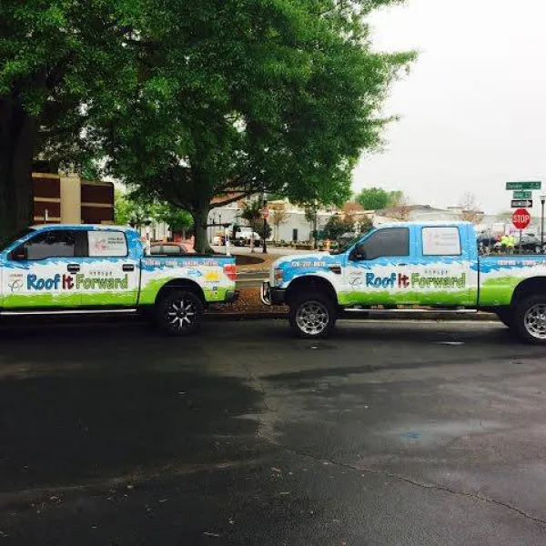 a truck is parked on the side of a road