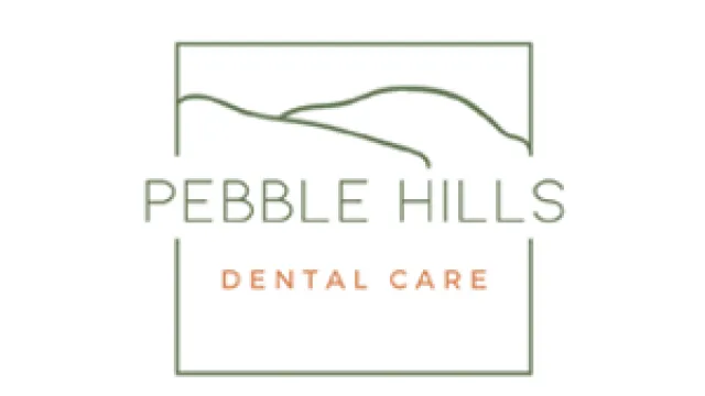 Pebble Hills Dental Care logo with minimalist hills and clean green and orange text design