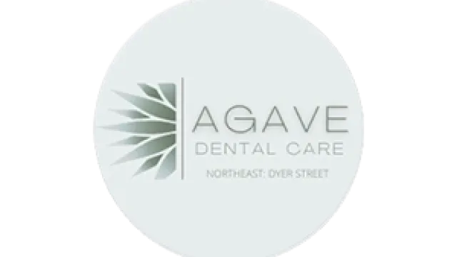 Agave Dental Care logo featuring stylized agave plant leaves and text Northeast Dyer Street.