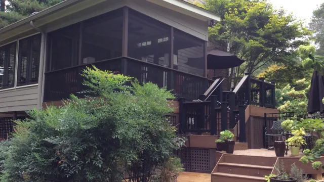 a house with a deck and trees