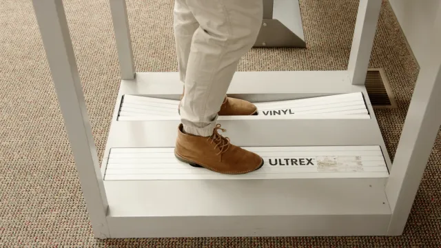 a person's feet on a box