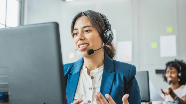 a woman wearing a headset