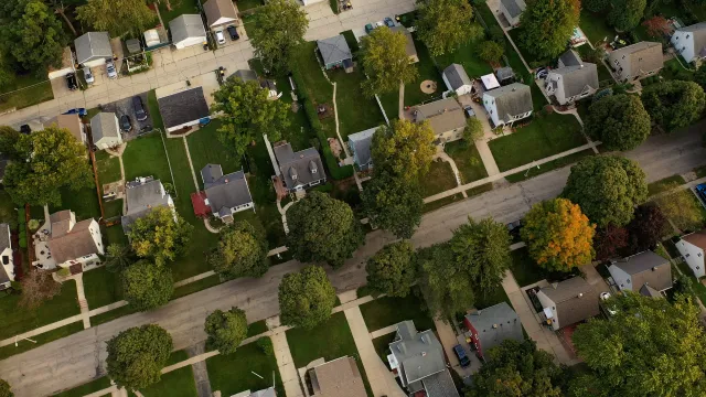 aerial view of a neighborhood