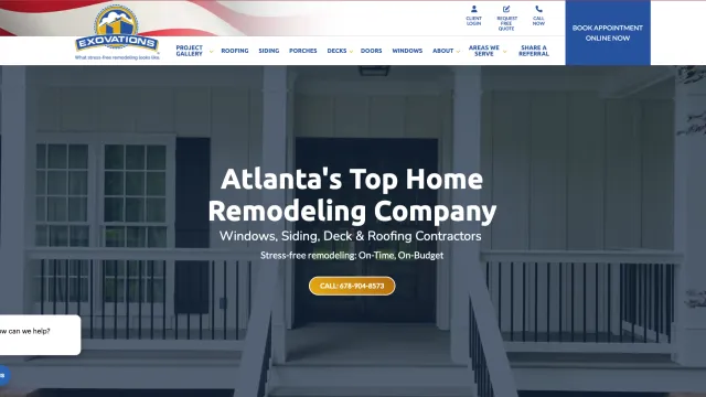 Homepage of Atlanta's top home remodeling company offering windows, siding, decks, and roofing services.