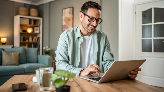 a man using a laptop