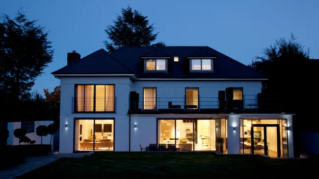 a house with a large front yard