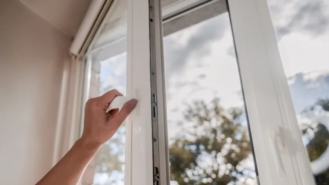 a hand reaching out a window