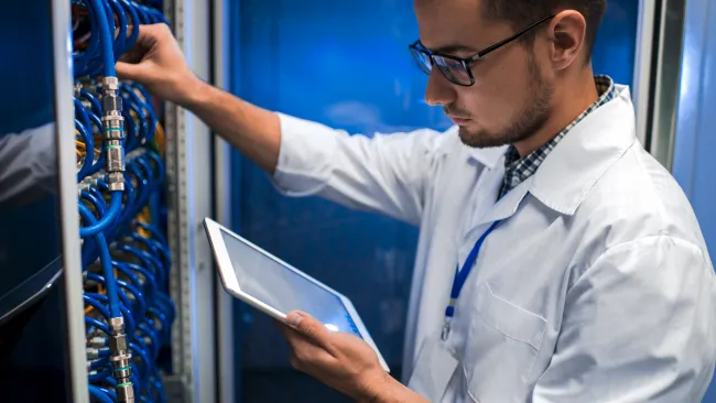 a man working on a computer