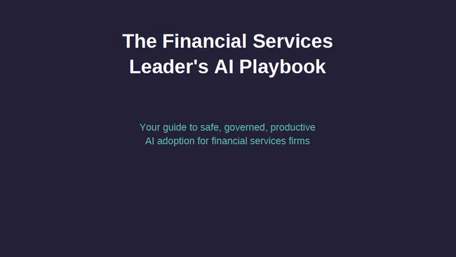 Cover page of The Financial Services Leader's AI Playbook by Framework IT for AI adoption in financial services.