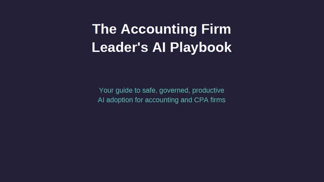 Book cover titled The Accounting Firm Leader's AI Playbook by Framework IT for safe AI adoption in accounting firms