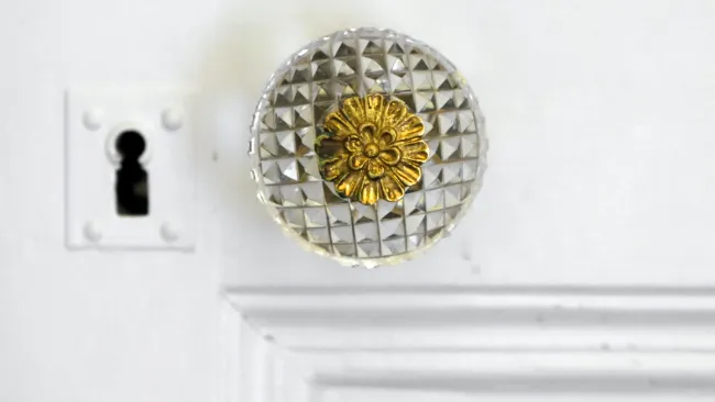 a door with a flower design