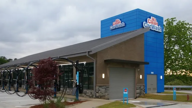 a building with a bike rack